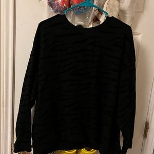 Black zebra printed crew neck